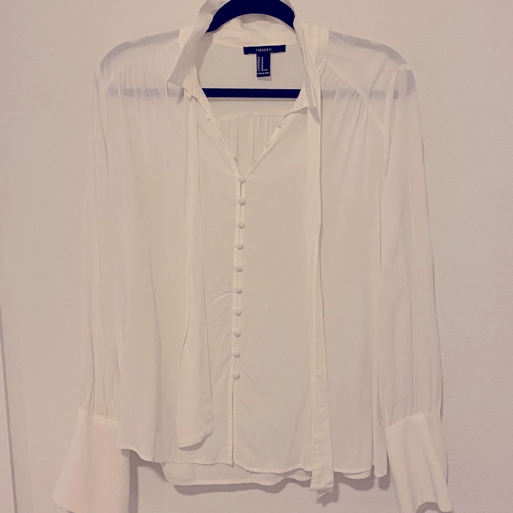 White Tuxedo Style Blouse
